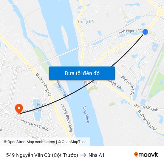 549 Nguyễn Văn Cừ (Cột Trước) to Nhà A1 map
