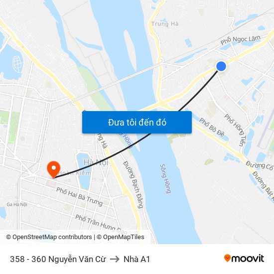 358 - 360 Nguyễn Văn Cừ to Nhà A1 map