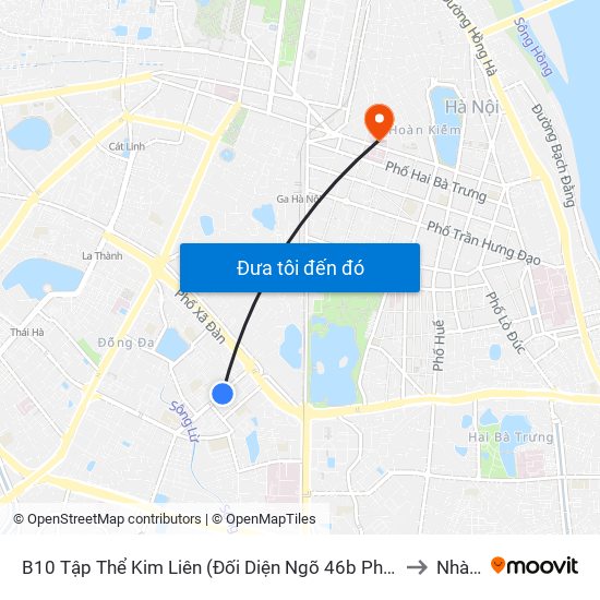 B10 Tập Thể Kim Liên (Đối Diện Ngõ 46b Phạm Ngọc Thạch) to Nhà A1 map