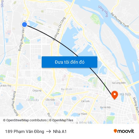 189 Phạm Văn Đồng to Nhà A1 map