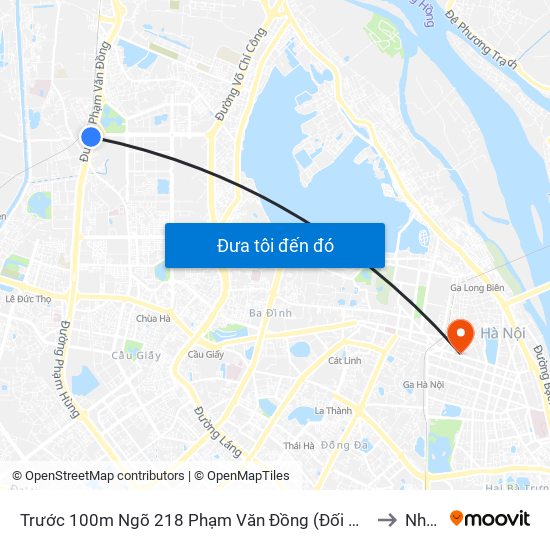 Trước 100m Ngõ 218 Phạm Văn Đồng (Đối Diện Công Viên Hòa Bình) to Nhà A1 map
