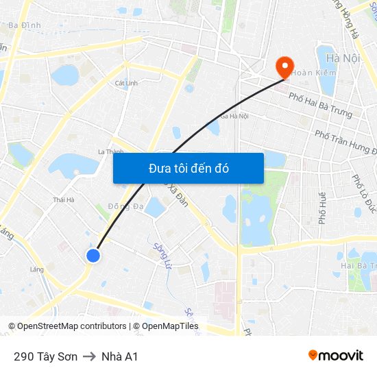 290 Tây Sơn to Nhà A1 map