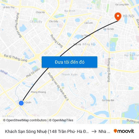 Khách Sạn Sông Nhuệ (148 Trần Phú- Hà Đông) to Nhà A1 map