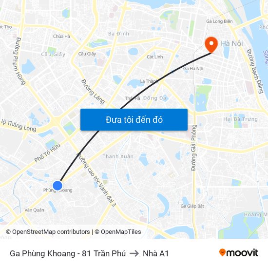 Ga Phùng Khoang - 81 Trần Phú to Nhà A1 map