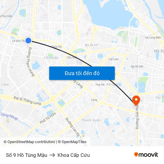 Số 9 Hồ Tùng Mậu to Khoa Cấp Cứu map