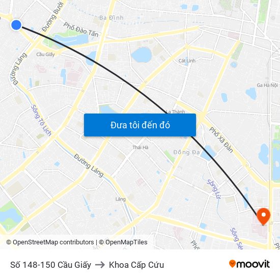 Số 148-150 Cầu Giấy to Khoa Cấp Cứu map