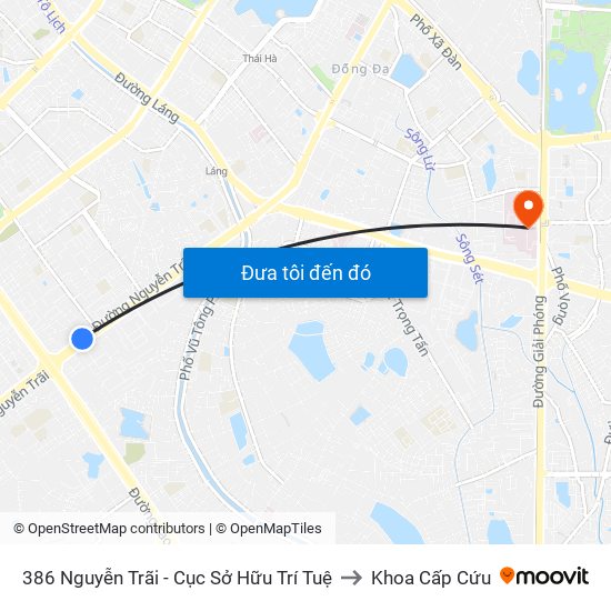 386 Nguyễn Trãi - Cục Sở Hữu Trí Tuệ to Khoa Cấp Cứu map