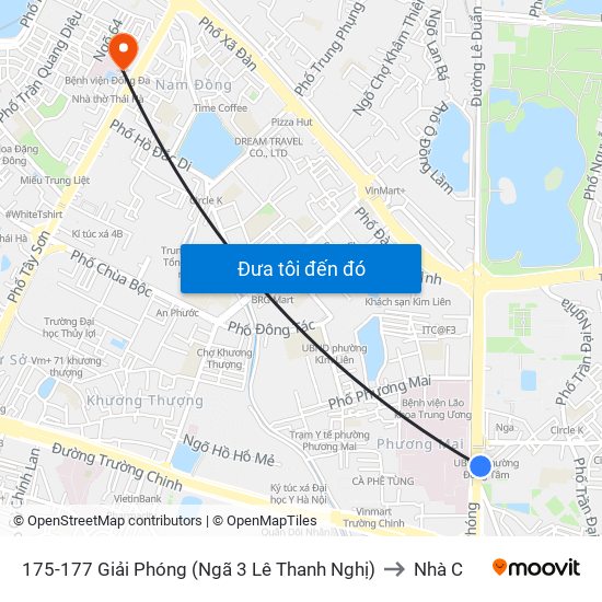 175-177 Giải Phóng (Ngã 3 Lê Thanh Nghị) to Nhà C map