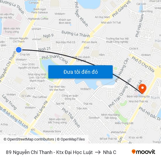 89 Nguyễn Chí Thanh - Ktx Đại Học Luật to Nhà C map