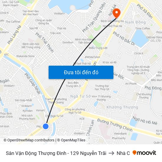 Sân Vận Động Thượng Đình - 129 Nguyễn Trãi to Nhà C map