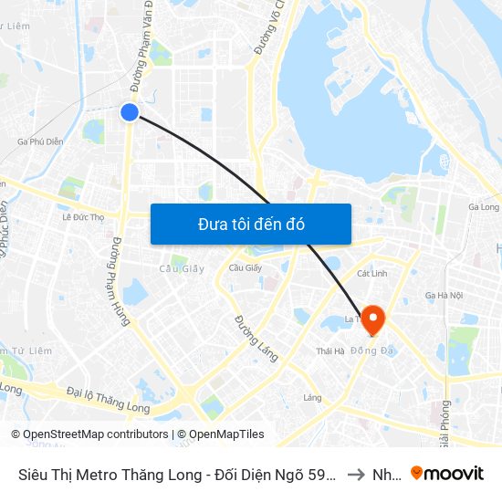 Siêu Thị Metro Thăng Long - Đối Diện Ngõ 599 Phạm Văn Đồng to Nhà C map