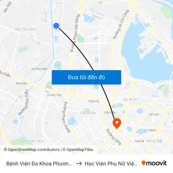 Bệnh Viện Đa Khoa Phương Đông to Học Viện Phụ Nữ Việt Nam map