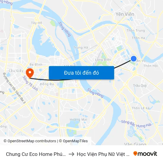 Chung Cư Eco Home Phúc Lợi to Học Viện Phụ Nữ Việt Nam map