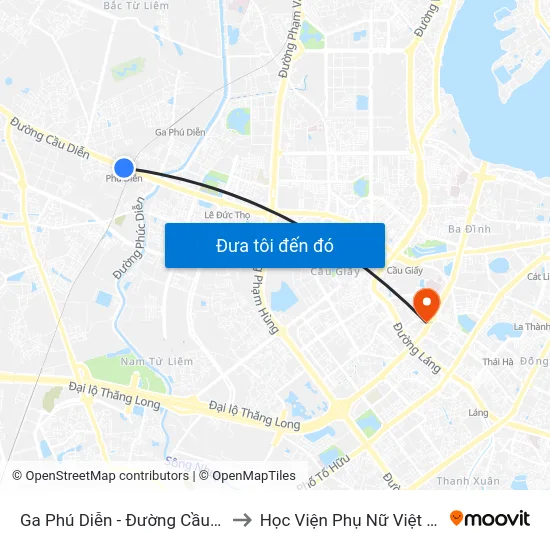 Ga Phú Diễn - Đường Cầu Diễn to Học Viện Phụ Nữ Việt Nam map