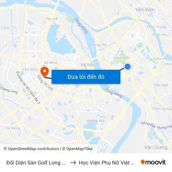 Đối Diện Sân Golf Long Biên to Học Viện Phụ Nữ Việt Nam map