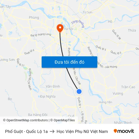 Phố Guột - Quốc Lộ 1a to Học Viện Phụ Nữ Việt Nam map