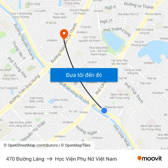 470 Đường Láng to Học Viện Phụ Nữ Việt Nam map