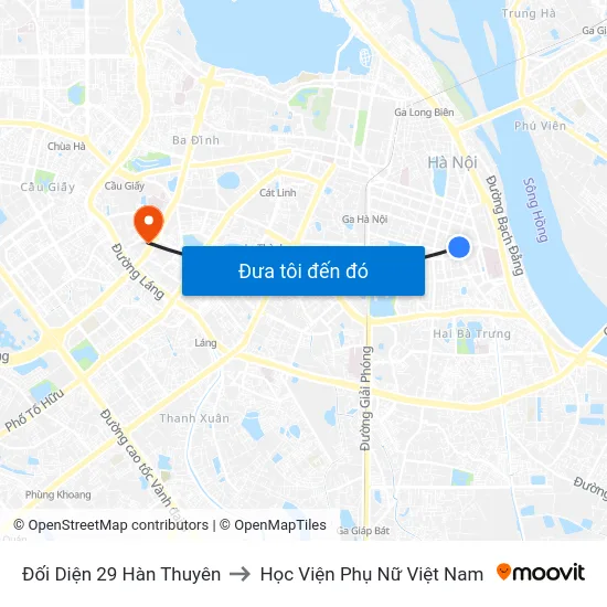 Đối Diện 29 Hàn Thuyên to Học Viện Phụ Nữ Việt Nam map
