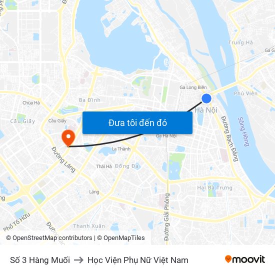 Số 3 Hàng Muối to Học Viện Phụ Nữ Việt Nam map