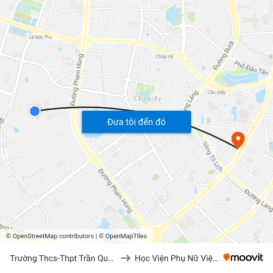 Trường Thcs-Thpt Trần Quốc Tuấn to Học Viện Phụ Nữ Việt Nam map