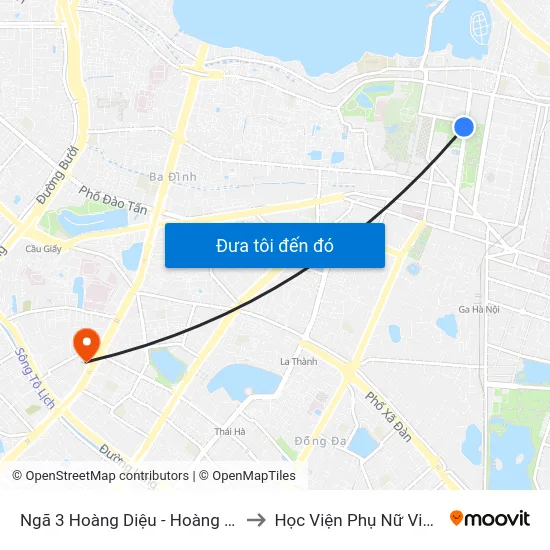 Ngã 3 Hoàng Diệu - Hoàng Văn Thụ to Học Viện Phụ Nữ Việt Nam map
