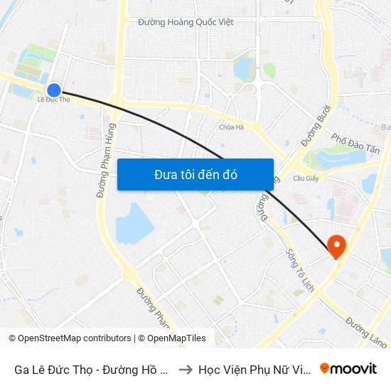 Ga Lê Đức Thọ - Đường Hồ Tùng Mậu to Học Viện Phụ Nữ Việt Nam map