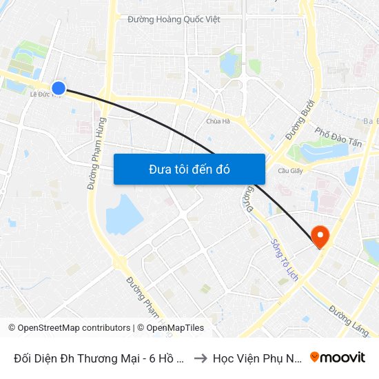 Đối Diện Đh Thương Mại - 6 Hồ Tùng Mậu (Cột Sau) to Học Viện Phụ Nữ Việt Nam map
