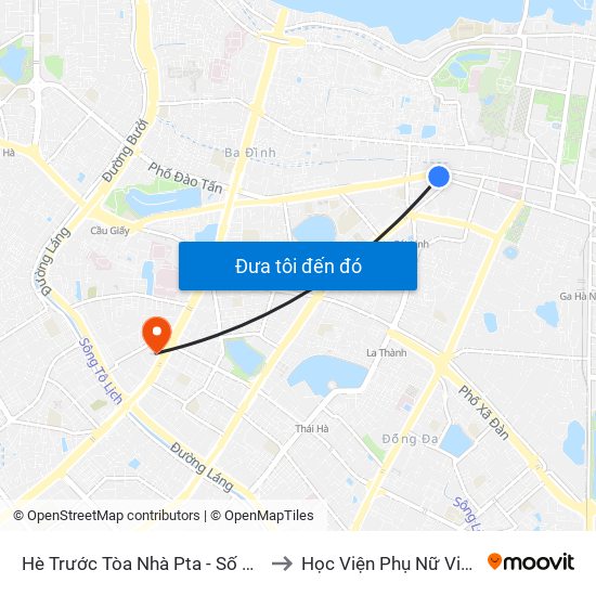 Hè Trước Tòa Nhà Pta - Số 1 Kim Mã to Học Viện Phụ Nữ Việt Nam map