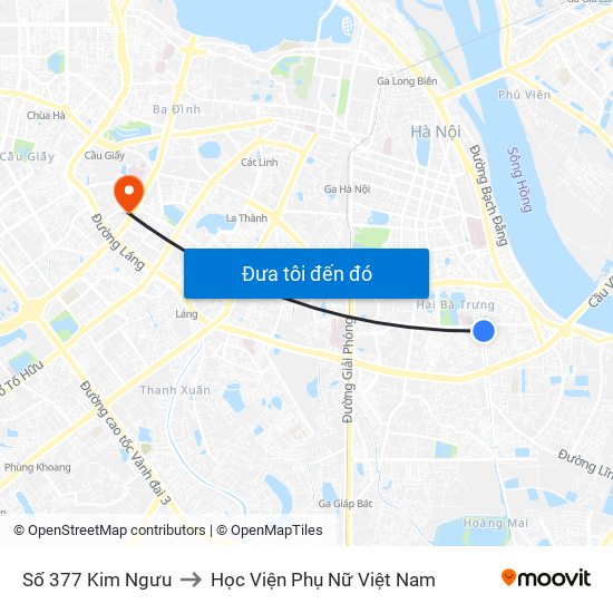 Số 377 Kim Ngưu to Học Viện Phụ Nữ Việt Nam map