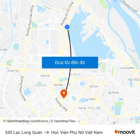 545 Lạc Long Quân to Học Viện Phụ Nữ Việt Nam map