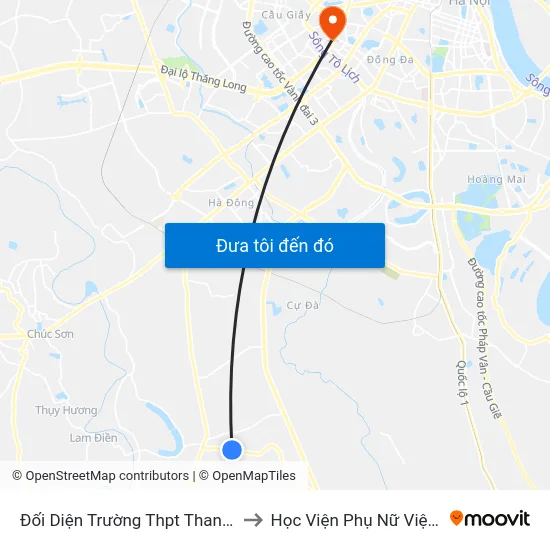 Đối Diện Trường Thpt Thanh Oai B to Học Viện Phụ Nữ Việt Nam map