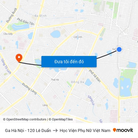Ga Hà Nội - 120 Lê Duẩn to Học Viện Phụ Nữ Việt Nam map