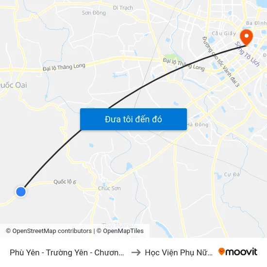Phù Yên - Trường Yên - Chương Mỹ (Chiều Về) to Học Viện Phụ Nữ Việt Nam map