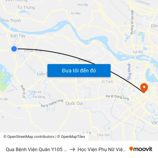 Qua Bệnh Viện Quân Y105 - 100m to Học Viện Phụ Nữ Việt Nam map