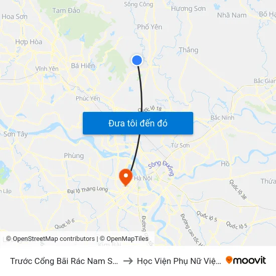 Trước Cổng Bãi Rác Nam Sơn 20m to Học Viện Phụ Nữ Việt Nam map