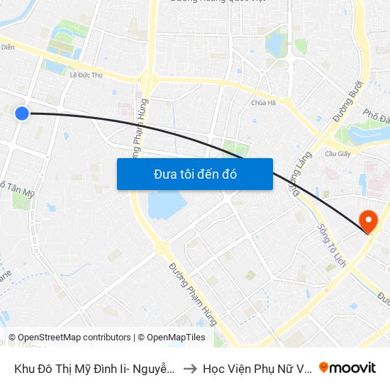 Khu Đô Thị Mỹ Đình Ii- Nguyễn Cơ Thạch to Học Viện Phụ Nữ Việt Nam map