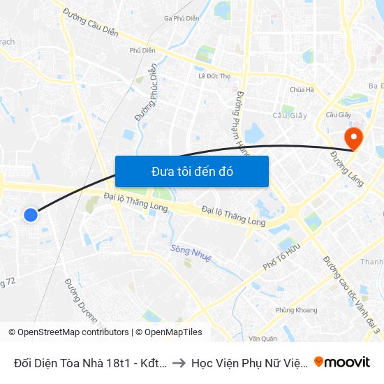 Đối Diện Tòa Nhà 18t1 - Kđt Sudico to Học Viện Phụ Nữ Việt Nam map