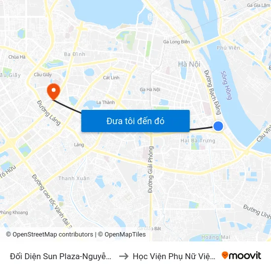 Đối Diện Sun Plaza-Nguyễn Khoái to Học Viện Phụ Nữ Việt Nam map
