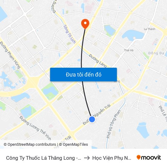 Công Ty Thuốc Lá Thăng Long - 235 Nguyễn Trãi to Học Viện Phụ Nữ Việt Nam map