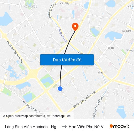 Làng Sinh Viên Hacinco - Nguyễn Tuân to Học Viện Phụ Nữ Việt Nam map