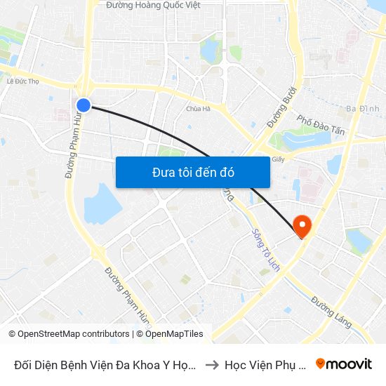 Nhà Máy Nước Mai Dịch - Phạm Hùng to Học Viện Phụ Nữ Việt Nam map