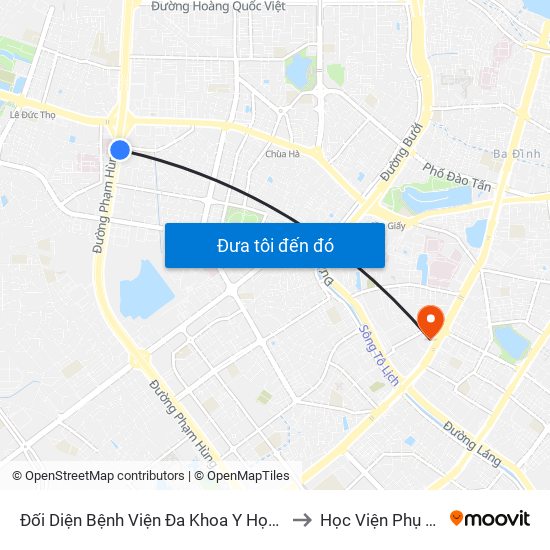 Đối Diện Bệnh Viện Đa Khoa Y Học Cổ Truyền - Phạm Hùng to Học Viện Phụ Nữ Việt Nam map