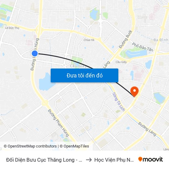 Đối Diện Bưu Cục Thăng Long - Đường Phạm Hùng to Học Viện Phụ Nữ Việt Nam map