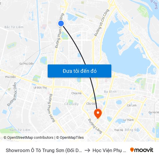 Showroom Ô Tô Trung Sơn (Đối Diện 315 Phạm Văn Đồng) to Học Viện Phụ Nữ Việt Nam map