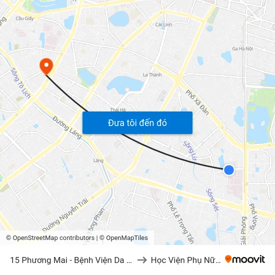 15 Phương Mai - Bệnh Viện Da Liễu Trung Ương to Học Viện Phụ Nữ Việt Nam map
