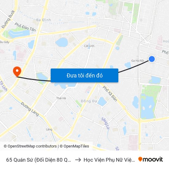 65 Quán Sứ (Đối Diện 80 Quán Sứ) to Học Viện Phụ Nữ Việt Nam map