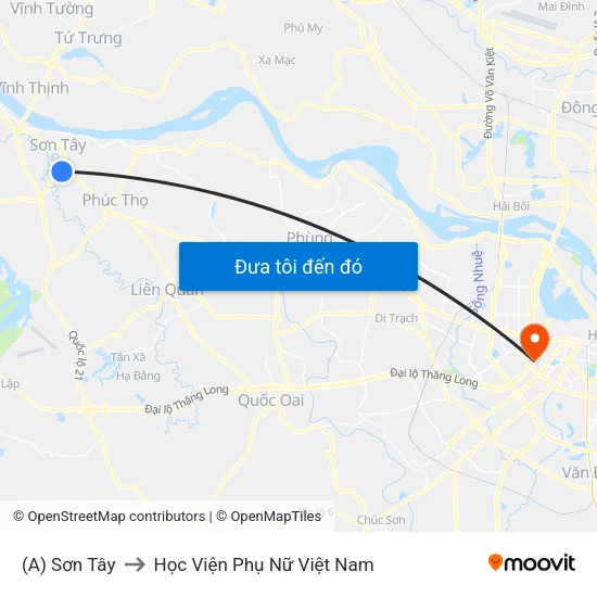 (A) Sơn Tây to Học Viện Phụ Nữ Việt Nam map