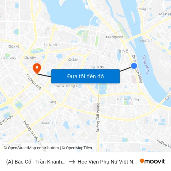 (A) Bác Cổ - Trần Khánh Dư to Học Viện Phụ Nữ Việt Nam map