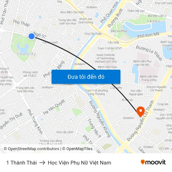 1 Thành Thái to Học Viện Phụ Nữ Việt Nam map