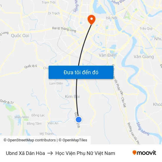 Ubnd Xã Dân Hòa to Học Viện Phụ Nữ Việt Nam map